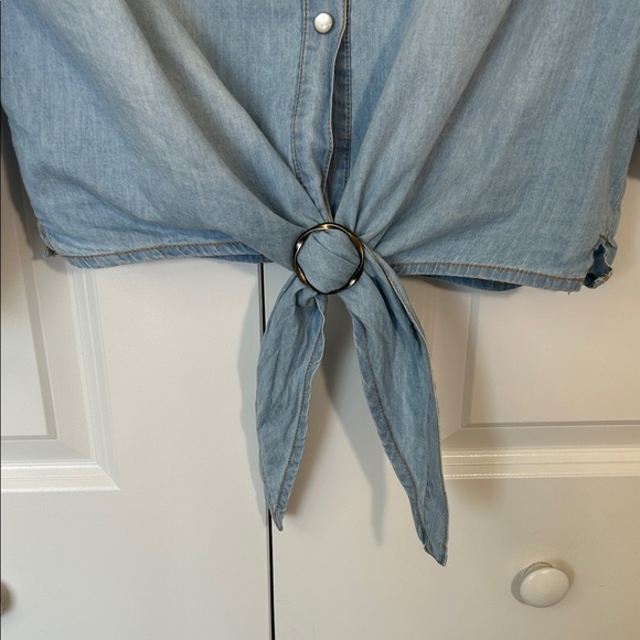 Denim Snap-Up with Tie-Front Shirt - Picture 6 of 8